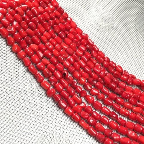 Natural Stone Red Coral Beads Irregular Punch Loose Isolation Beads for Jewelry Making DIY Bracelet Necklace Accessories 8x9mm