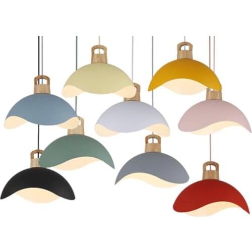 Wooden art petal-shaped dining chandelier simple Nordic style home bar dining room bedroom bedside solid wood chandelier