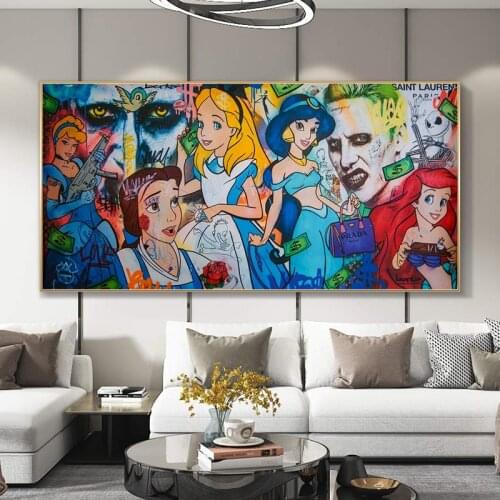 Disney Snow White Graffiti Art Street Art Canvas Wall Printing Canvas Gift Canvas Painting Poster Cuadros Home Room Decoration
