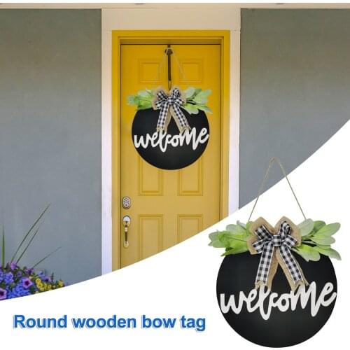 Home Decor Welcome Sign Ornament Simulation Wooden Bowknot Flower Wall Art Hanging Yard Fence Decoration For Home Outdoor