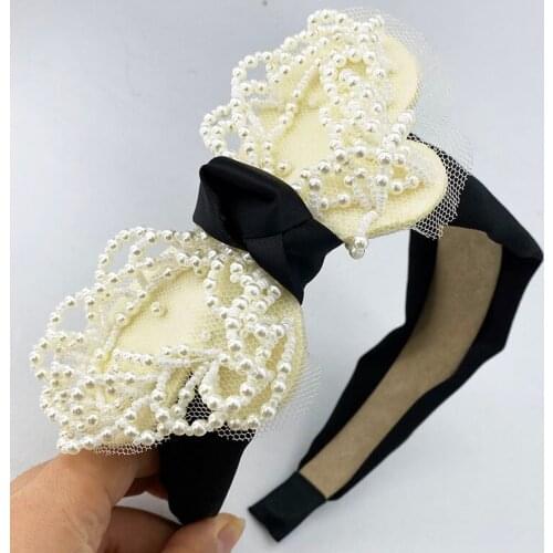 Elegant Large Faux Pearl Sponge Hair Hoop Hair Band for Women Headpiece Pearl Beads Hairband Hair Accessories