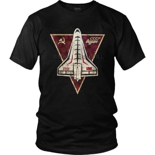 Male CCCP Buran Space Shuttle T-Shirt Streetwear Soviet Union USSR Spaceplane Tshirt Short Sleeve T Shirt Homme Cotton Tee