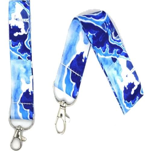 Hokusai Waves Wristlet Hand Strap Lanyard For Key Chains Mobile Phone Straps ID Card Badge Holder Keycord Keyring