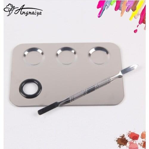 ANGNYA Nail Art Tools Manicure Palette Stainless Nail DIY Polish Gel Pigments Glitter Dish Nail Salon Makeup Mixing Paint Plate
