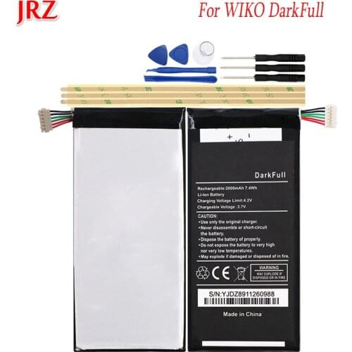 JRZ 3.7V 2000mAh High Quality Battery For WIKO DarkFull phone Replacement Batteries Bateria with Tools Set and 3M Tape