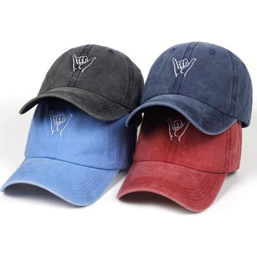 New Finger Embroidery Cap Outdoor Leisure Washed Baseball Caps Adjustable Hip Hop Hat 100% Cotton Women Man Hats