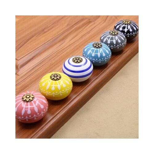 Ceramic Knob / Dresser Knobs White Blue Cabinet Pulls Knobs / Unique Kitchen Door Handle Knob Furniture Hardware