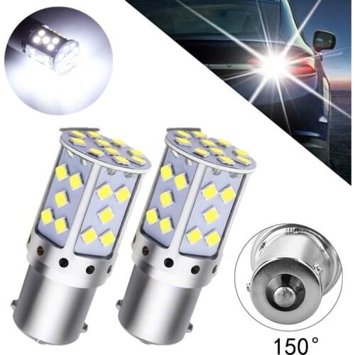 2Pcs White 1156 PY21W BAU15S 3030 35SMD LED Car Bulbs Wide Voltage 12V 24V For Reversing Reverse Lights, Turn Signal Lights