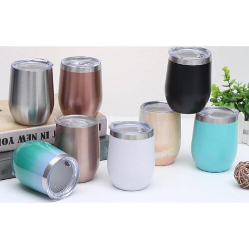 Stainless Steel Round Cup 12OZ Egg-shaped Stainless Steel Red Wine Glass Double Vacuum Egg Cup Stainless Steel Vacuum Flask