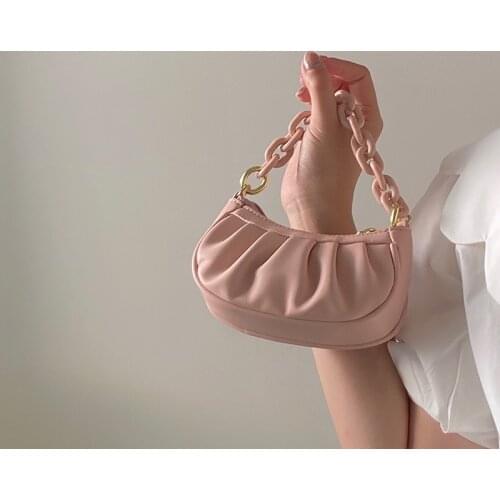 Summer Pleated Handlebags For Women PU Cloud Bags Leisure Armpit Bag Shopping Shoulder Bags Dumpling Handbag Female