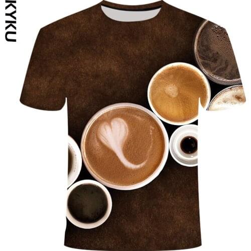 Summer T-shirt 3D coffee beer printing men and women funny novelty T-shirt O-neck short-sleeved top fashion street top