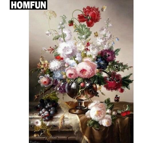 HOMFUN Full Square/Round Drill 5D DIY Diamond Painting "Colored flowers" Embroidery Cross Stitch 5D Home Decor Gift A03836