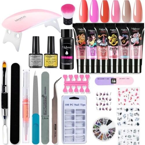 Mobray Poly Nail Gel Set With UV Lamp Manicure Set All For Nail Extension Quick Building Gel Hard Jelly Gel Nail Art Tools Kit