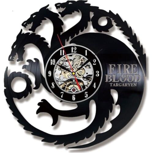 Thrones Vinyl Record Wall Clock Theme DIY Removable Art Watch Clock Black Duvar Saati Home Decorative Room Decor