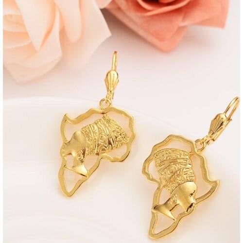 New gold map jewelry pendant wedding drop earring lion elephant Gold souvenir african Arab Jewelry Mom kid Gifts