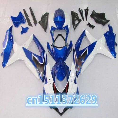 For suzuki Fairing With Rearseat Cover Half Tank Cover Fit K8 GSXR600 GSXR750 2008-2010 GSXR 600 750 08-10 Blue White