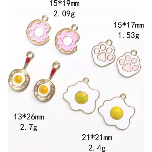 Fried Egg Bear Paw Alloy Jewelry Accessories Rubber Band Earrings Pendant Perforated Pendant Korean Style Explosive Wholesale