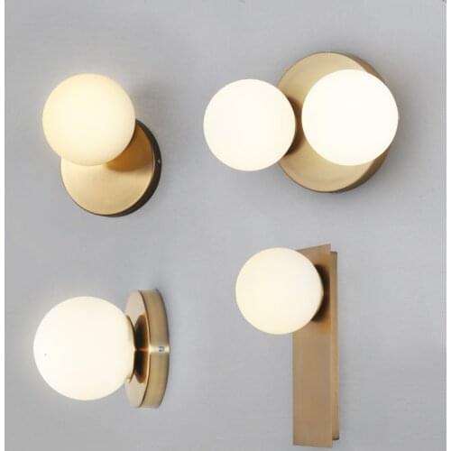Post Modern Line Wall Lamp Minimalism Nordic Glass Ball Led Wall Sconce Light Fixtures Bathroom Bedside Mirror Lights Loft Decor