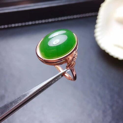 Fine Jewelry Natural And Real Jade Ring Green Gemstone Rings, Real 925 Sterling Silver Rings For Women