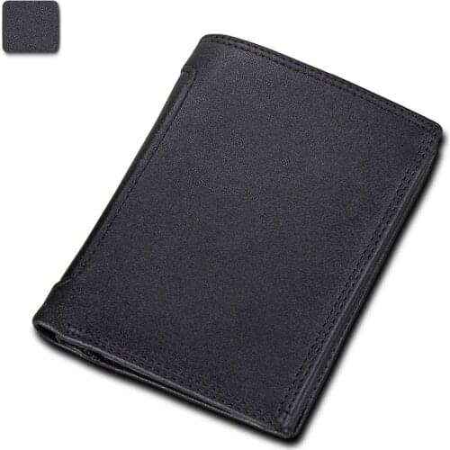 Factory Wholesale Direct Sales Mens Anti Theft Brush Anti RFID Mens Genuine Leather Wallet Multi Function Mens Vertical Wallet