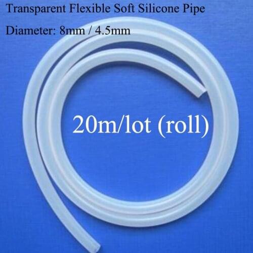 20M/Lot Transparent Flexible Silicone Pipe Diameter Inner Outer 4.5/8mm Soft Household Use Hose Bathroom and Cooling Tube