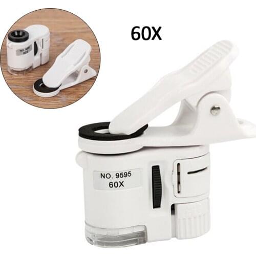 Mini 60X Handheld Magnifying Glass Portable Microscope Jewelry Magnifier Multifunctional With UV Light Pocket Magnifying Glass