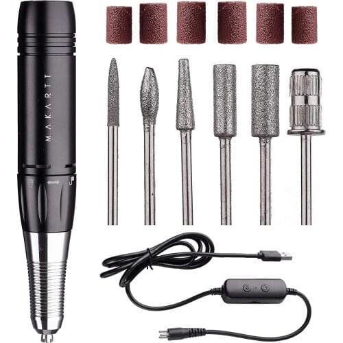 Makartt Stefy Handheld Nail Drill Kit Black USB Manicure Pen For Nail Carving Compact & Portable Nail File Efile Nail Drill