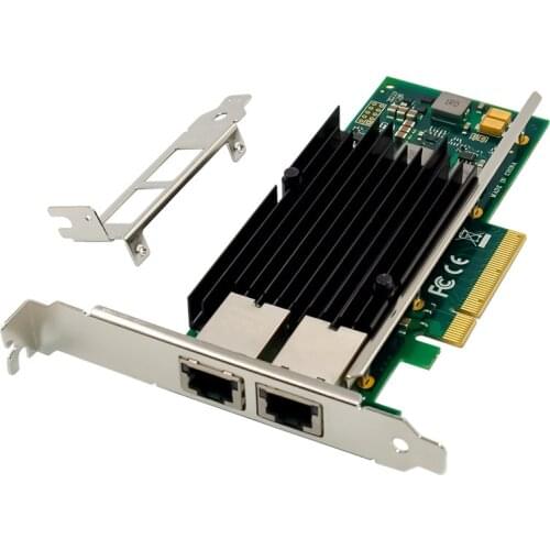 2 Port PCIE X8 10000M PCIe 10 Gigabit Ethernet Dual Port RJ45 Lan Network Card Chip Intel X540 10Gbs Pci-e Ethernet Server NICs