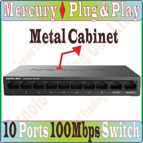 Best for NVR, 10 Ports 10/100Mbps Fast Ethernet Network Switch Hub LAN, Half/Full Duplex Exchange, Auto MDI/MDIX, Plug and Play