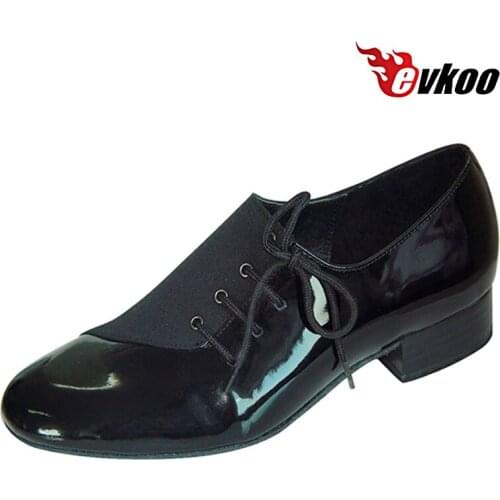 Evkoodance Lack-up Design Modern Ballroom Dance Shoes For Man Heel Height 2.5cm Handmade By Nubuck With Patent Shoes Evkoo-311