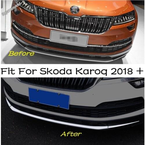 Front Bumper Splitter Sill Stripes Cover Protective Lips Trim Kit Car Styling Accessories 3PCS Fit For Skoda Karoq 2018 - 2020