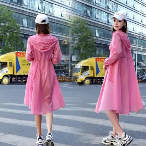 High Quality Women Thin Windbreaker Sun Protection Coat Big Size Summer Hooded Sun UV Sunscreen Coat Long Thin Beach Jacket 2086