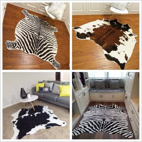 Zebra Rug for Living Room Cowhide strpe faux skin mat Simulation Animal file Bedroom Carpets Shaggy Home Decor ins dropshipping
