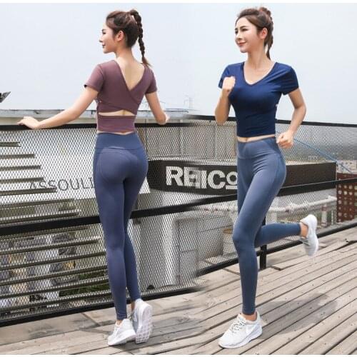 Women yoga sports wear elastic quickly dry leggings tights yoga tank top sweatshirt running jogger fitness gym clothes tracksuit