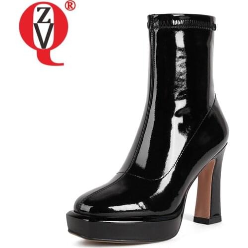 ZVQ Women winter New Style short boots Fashion Solid color Concise Comfortable Genuine Leather Leisure Round Toe zipper