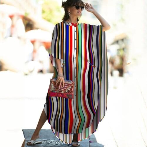 Plus size Shirt Dress Bikini Cover up Tunic for Beach Kaftan Saida de Praia Beach cover up Pareos Robe Plage Kimono Beachwear