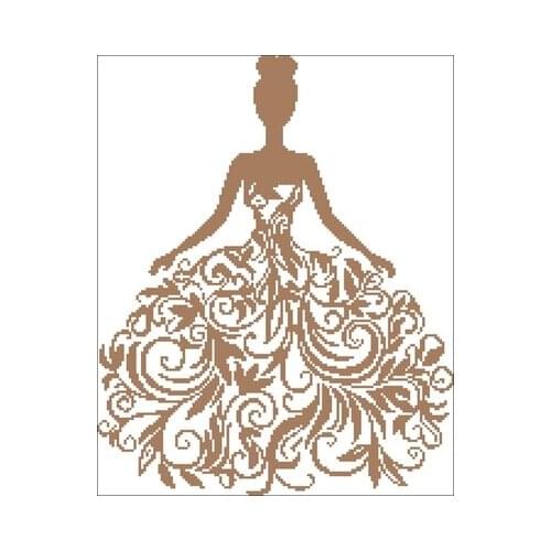 Magazine-Monochrome Princess Dress Counted Cross Stitch 11CT 14CT 18CT Cross Stitch Kits Embroidery Needlework Sets