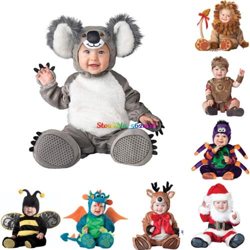 0-3Years Baby Boys Girls Cartoon Dinosaur Koala Flowers Rompers Kids Party Role Play Dress Up Outfit Halloween Cosplay Costume