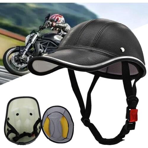 1Pc Bicycle Helmet Leather Half Helmet Baseball Cap Style Mountain Bike Helmet Motorcycle Protective Helmet Riding Equipment