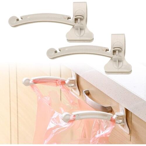 2 Pcs/Pack Plastic Trash Hanger Racks For Storage Bag Garbage Bags Hooks Cupboard Door Kitchen Cabinet Hanging Holder