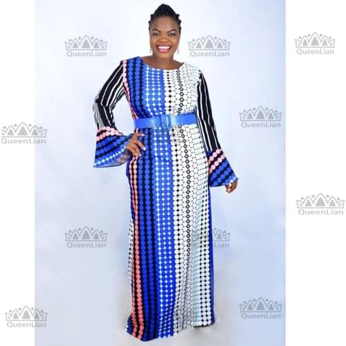 2018 New Fashion 100% Cotton dashiki Print Dashiki Big Elastic Color Pattern Dashiki Dress For Lady(LILI03#)