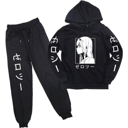 2021 Kawaii Anime Darling In The Franxx Sweatshirt Pants Suit Men Women Unisex Hoodies Sweatshirts Zero Two Harajuku Pullovers