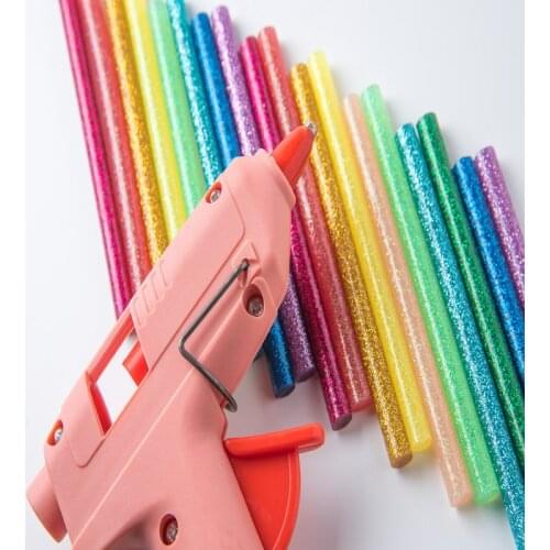 30pcs 7x100mm Hot Melt Glue Stick Mix Color Glitter Viscosity DIY Craft Toy Repair Tools