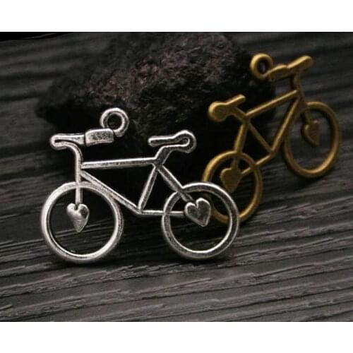 50pcs Antique Silver tone/Antique Bronze Heart Bicycle Connector Pendant Charm/Finding,for Bracelet,DIY Jewellry Accessory