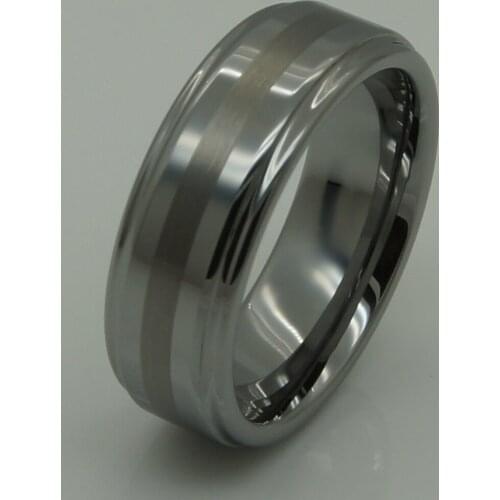 8mm 2tone shiny/brush hi-tech scratch proof wedding tungsten ring