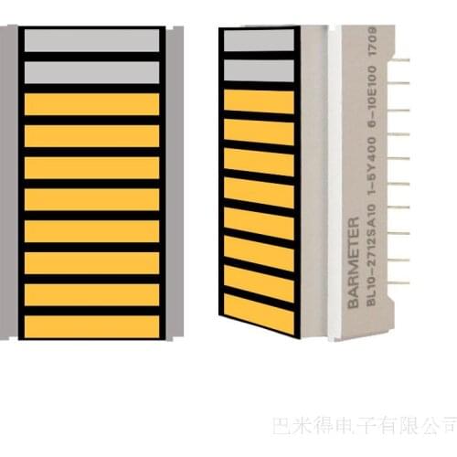 BL10-2712S manufacturers sell 10 segment 27mm long yellow LED light beam displays