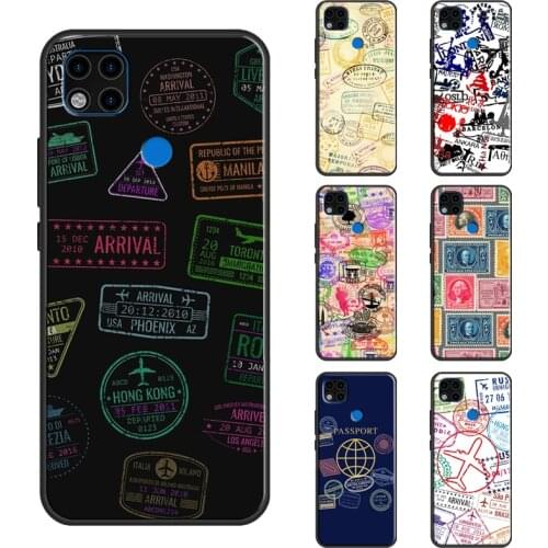 Passport Travel Stamps Case For Redmi Note 10 Pro 9S 8T Note 8 Pro Note 9 Pro Cover For Redmi 9T 9 9C 9A Shell