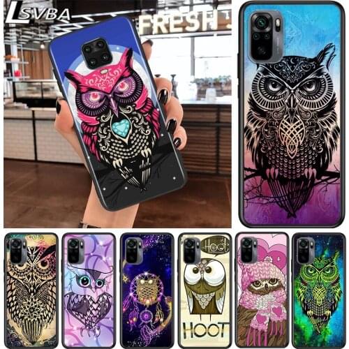 Animal Owl Art for Xiaomi Redmi Note 10 10S 9 9T 9S 9Pro Max 8T 8Pro 8 7 6 5 Pro 5A 4X 4 Soft Black Phone Case