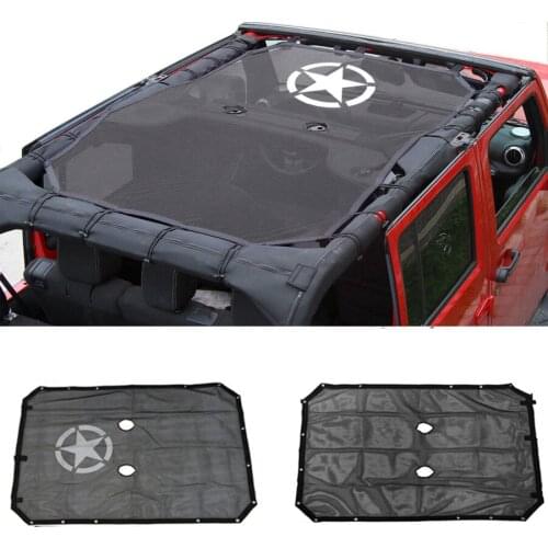 For Jeep Wrangler Durable Mesh Sun Shade with Storage Pockets Provides UV Protection for Your Top Cover 2/4-Door JKU (2007-2018)