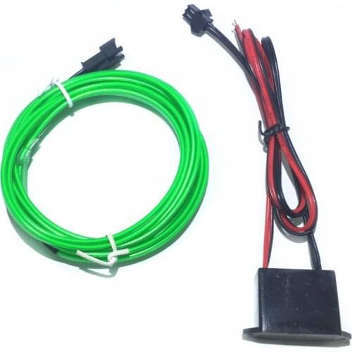 EL Decoration 12V Auto Car Interior LED Neon Light EL Wire Rope Tube Line Party Weeding Decal 10 Colors fluorescent green 5M